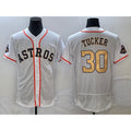 Houston Astros #30 Kyle Tucker 2023 White Gold Jereymy World Serise Champions Patch Flex Base Stitched Jersey