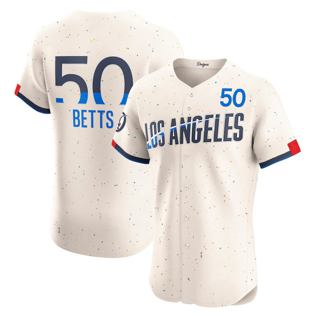 Los Angeles Dodgers #50 Mookie Betts Cream Jereymy City Connect Elite Jersey