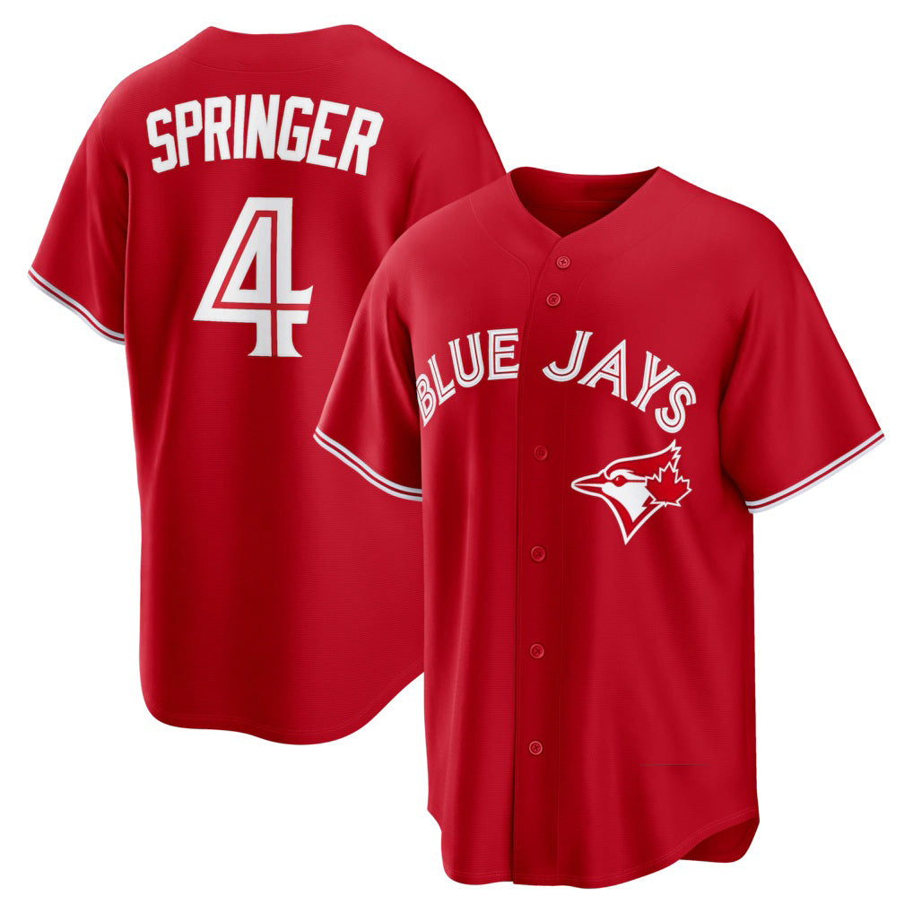 Toronto Blue Jays #4 George Springer Red Jereymy Canada Day Replica Jersey
