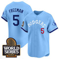 Los Angeles Dodgers #5 Freddie Freeman Blue Jereymy With 2024 World Series Patch Vapor Premier Limited Stitched Jersey