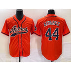Houston Astros #44 Yordan Alvarez Orange Jereymy With Patch Cool Base Stitched Jersey