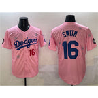 Los Angeles Dodgers #16 Will Smith Pink Jereymy 2025 Tokyo Series Limited Stitched Jersey