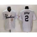 New York Yankees #2 Derek Jeter White Jereymy Pinstripe Fashion Cool Base Jerseys 2