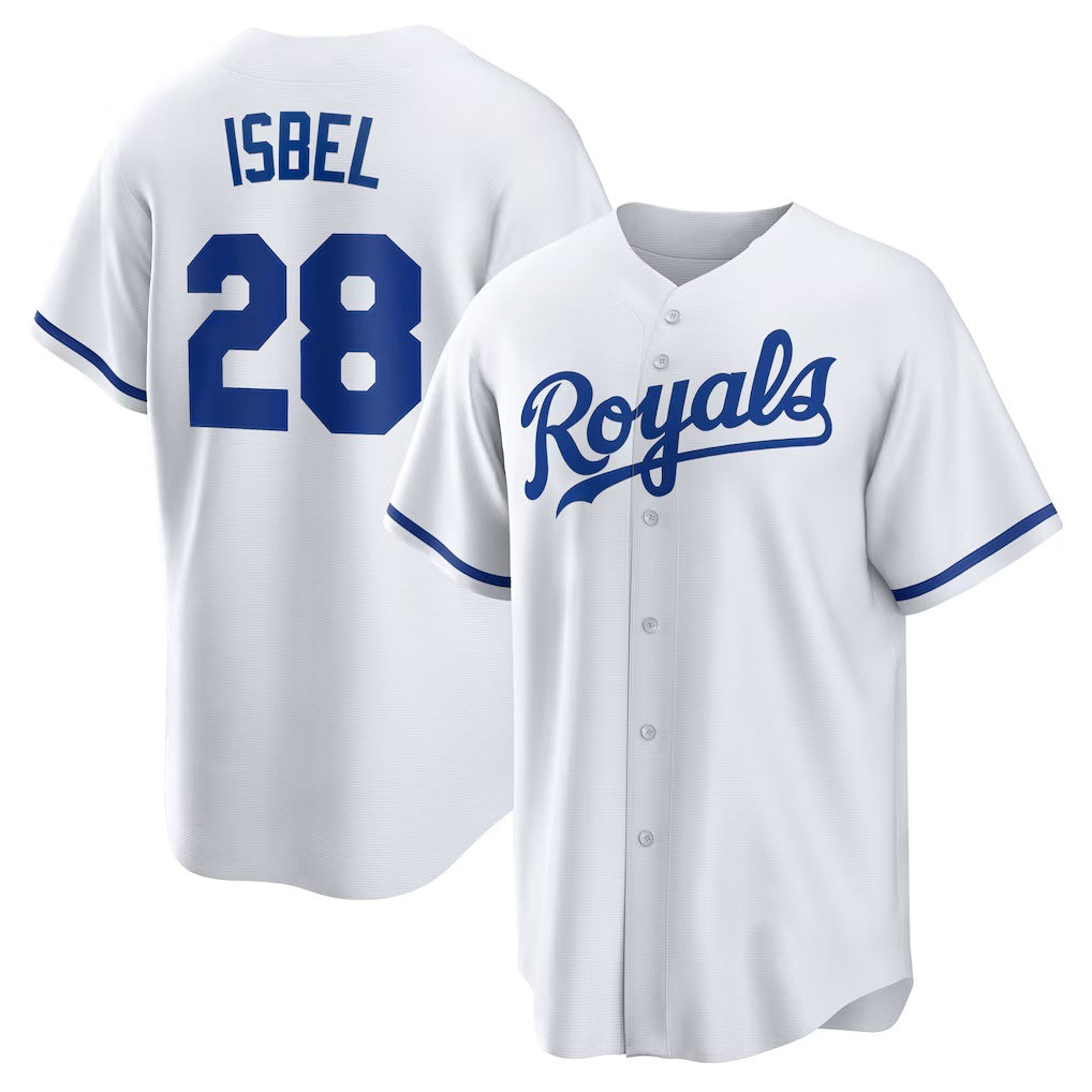 Kansas City Royals #28 Kyle Isbel White Jereymy Home Replica Jersey