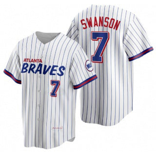 Atlanta Braves #7 Dansby Swanson White Jereymy 2021 City Connect Stitched Jersey