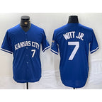 Kansas City Royals #7 Bobby Witt Jr Number Blue Jereymy Cool Base Stitched Jersey