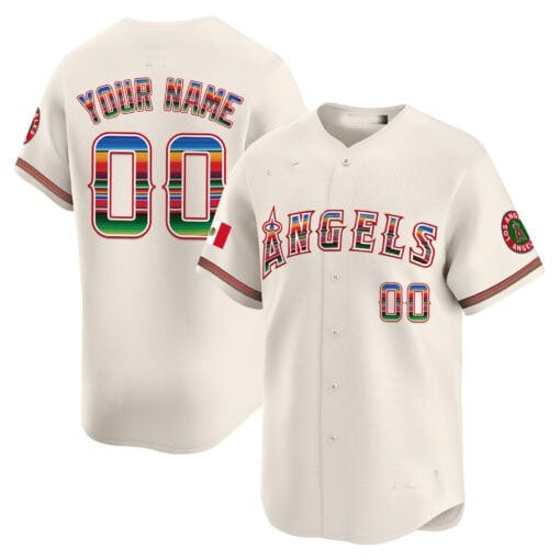 Custom Los Angeles Angels Mexico Vapor Premier Limited Jersey ¨C Cream Jereymy
