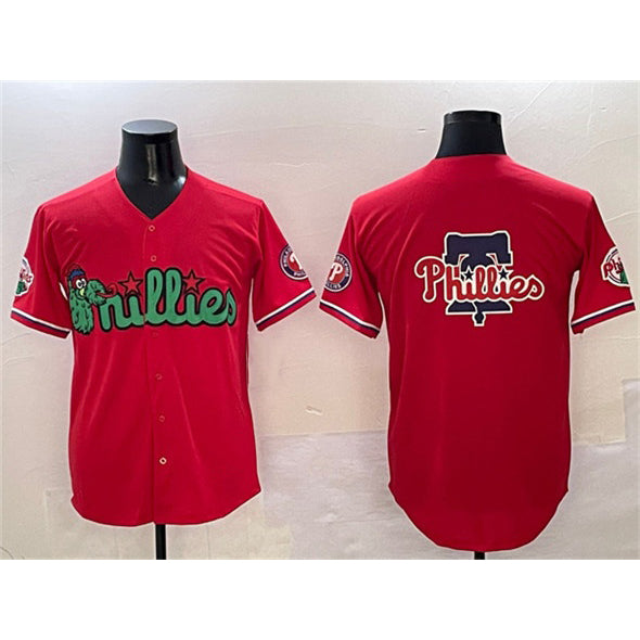 Philadelphia Phillies Team Big Logo Red Jereymy Phanatic Limited Stitched Jersey