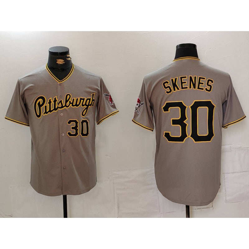 Pittsburgh Pirates #30 Paul Skenes Number Grey Jereymy Stitched Jersey