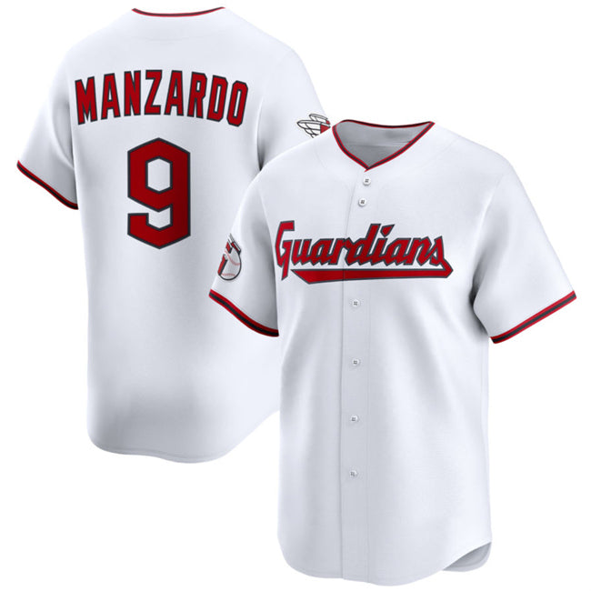 Cleveland Guardians #9 Kyle Manzardo White Jereymy Home Limited Stitched Jersey
