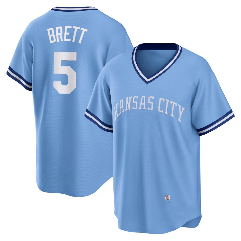 Kansas City Royals #5 George Brett Light Blue Jereymy Road Cooperstown Collection Player Jersey