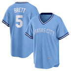 Kansas City Royals #5 George Brett Light Blue Jereymy Road Cooperstown Collection Player Jersey