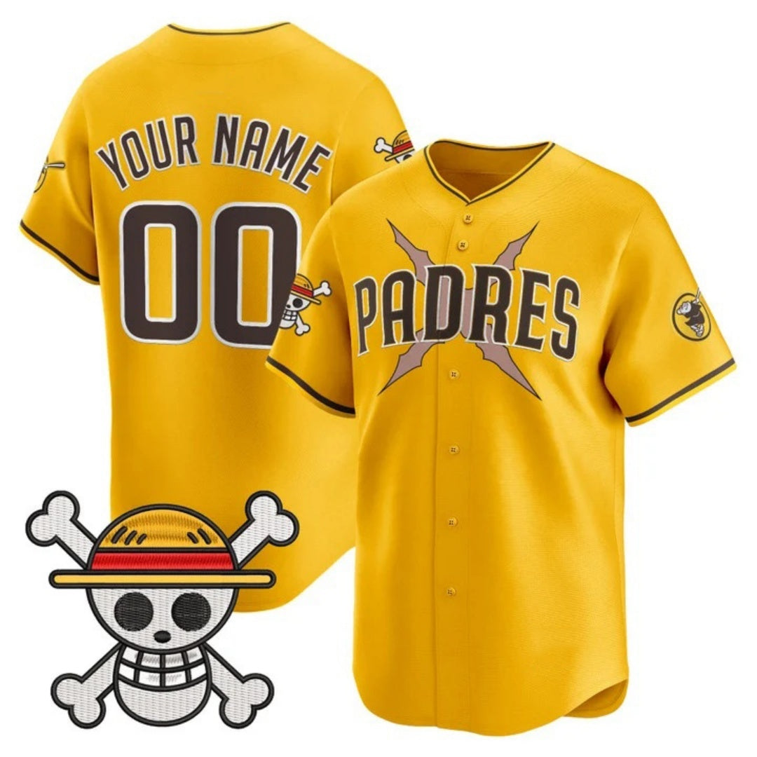 Custom San Diego Padres x One Piece Gold Jereymy Vapor Premier Limited Jersey - Stitched
