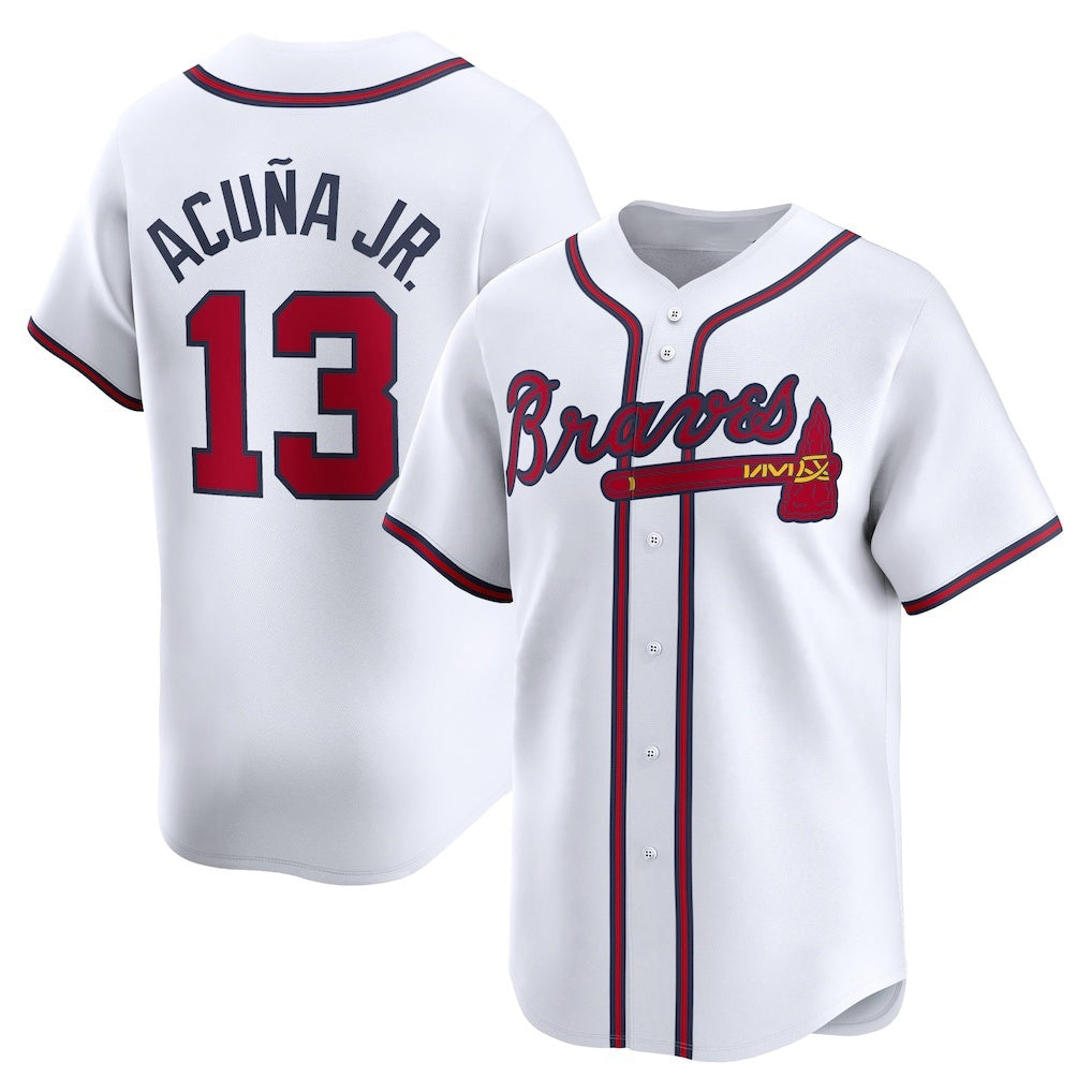 Atlanta Braves #13 Ronald Acu?a Jr. White Jereymy Home Limited Player Jersey