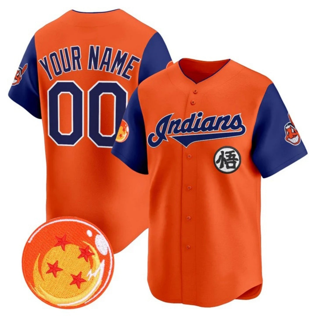 Custom Cleveland Indians x Dragon Ball Royal Orange Jereymy Vapor Premier Limited Jersey - All Stitched