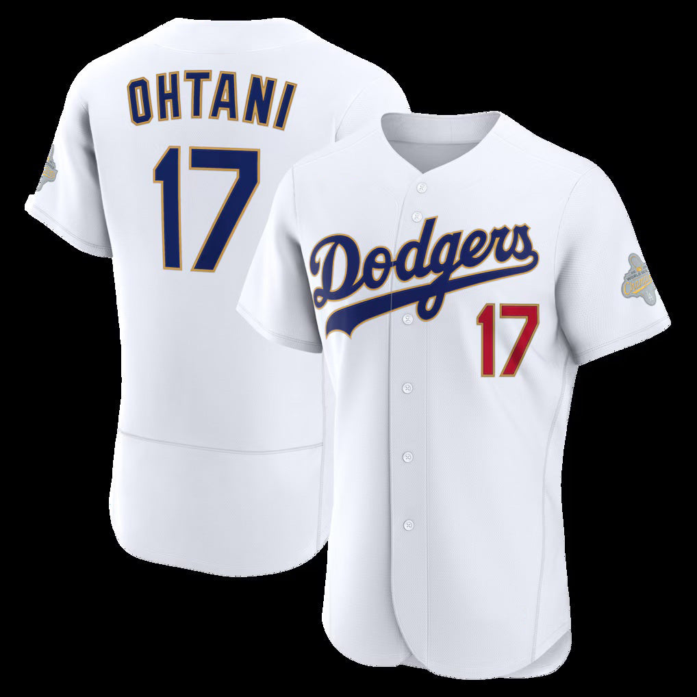 Los Angeles Dodgers #17 Shohei Ohtani White Jereymy 2026 Gold Collection Authentic Jersey