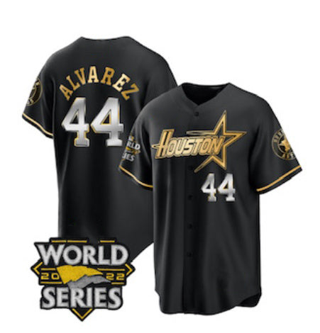 Houston Astros #44 Yordan Alvarez Black Gold Jereymy 2022 World Series Stitched Jersey