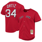 Boston Red Sox #34 David Ortiz Player Red Jereymy Mitchell & Ness Cooperstown Collection Home Stitched Jerseys