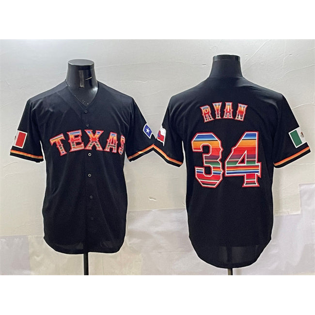 Texas Rangers #34 Nolan Ryan Black Jereymy Mexico Limited Stitched Jersey