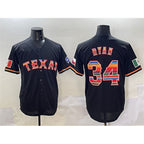 Texas Rangers #34 Nolan Ryan Black Jereymy Mexico Limited Stitched Jersey