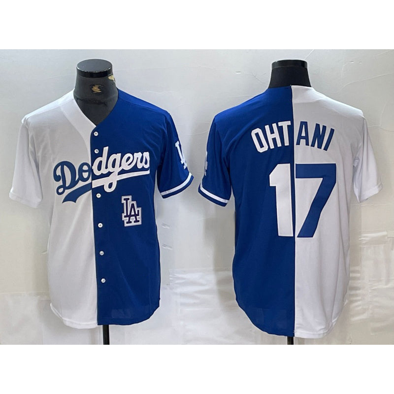 Los Angeles Dodgers #17 Shohei Ohtani White Blue Jereymy Two Tone Stitched Jersey 2