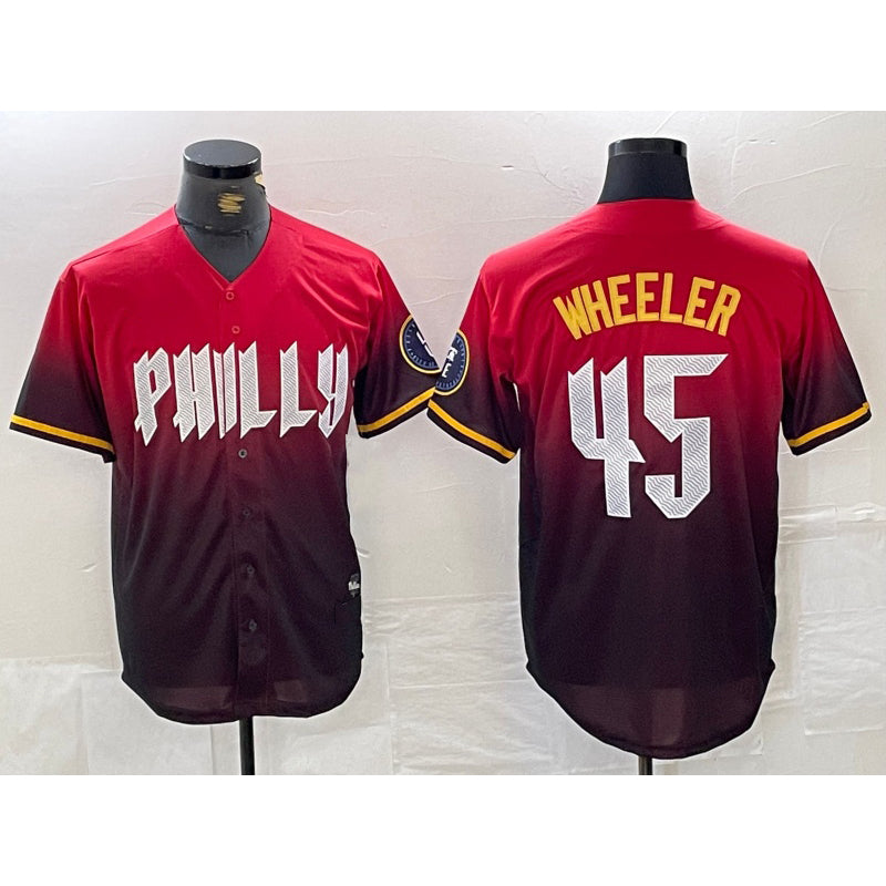 Philadelphia Phillies #45 Zack Wheeler Red Jereymy 2024 City Cool Base Jersey