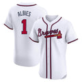 Atlanta Braves #1 Ozzie Albies Player White Jereymy Limited Elite Home Game Stitched Jerseys