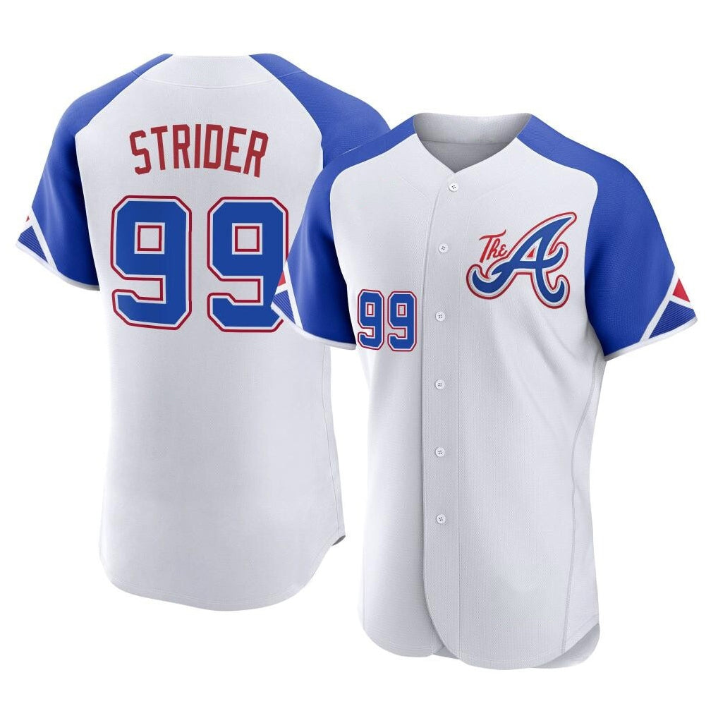Atlanta Braves #99 Spencer Strider Player White Jereymy City Connect Limited Elite Home Game Stitched Jerseys