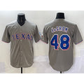 Texas Rangers #48 Jacob deGrom Gray Jereymy With Patch Cool Base Stitched Jersey