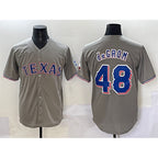 Texas Rangers #48 Jacob deGrom Gray Jereymy With Patch Cool Base Stitched Jersey
