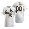 Custom St. Louis Cardinals White Jereymy Stitched Flex Base Golden Edition Jersey