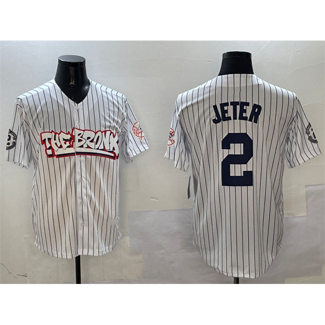 New York Yankees #2 Derek Jeter White Jereymy Bronx Graffiti Vapor Limited Stitched Jersey