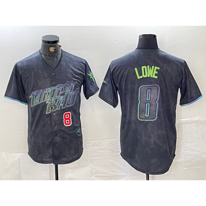 Tampa Bay Rays #8 Brandon Lowe Charcoal Jereymy 2024 City Connect Player Number Limited Cool Base Jerseys