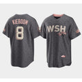 Washington Nationals #8 Carter Kieboom 2022 Grey Jereymy City Connect Cherry Blossom Cool Base Stitched Jersey