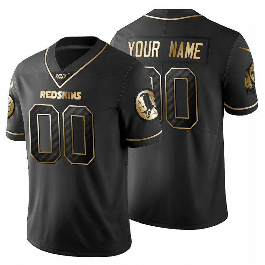 Custom W.Redskins Black Golden Jereymy Limited 100 Jersey
