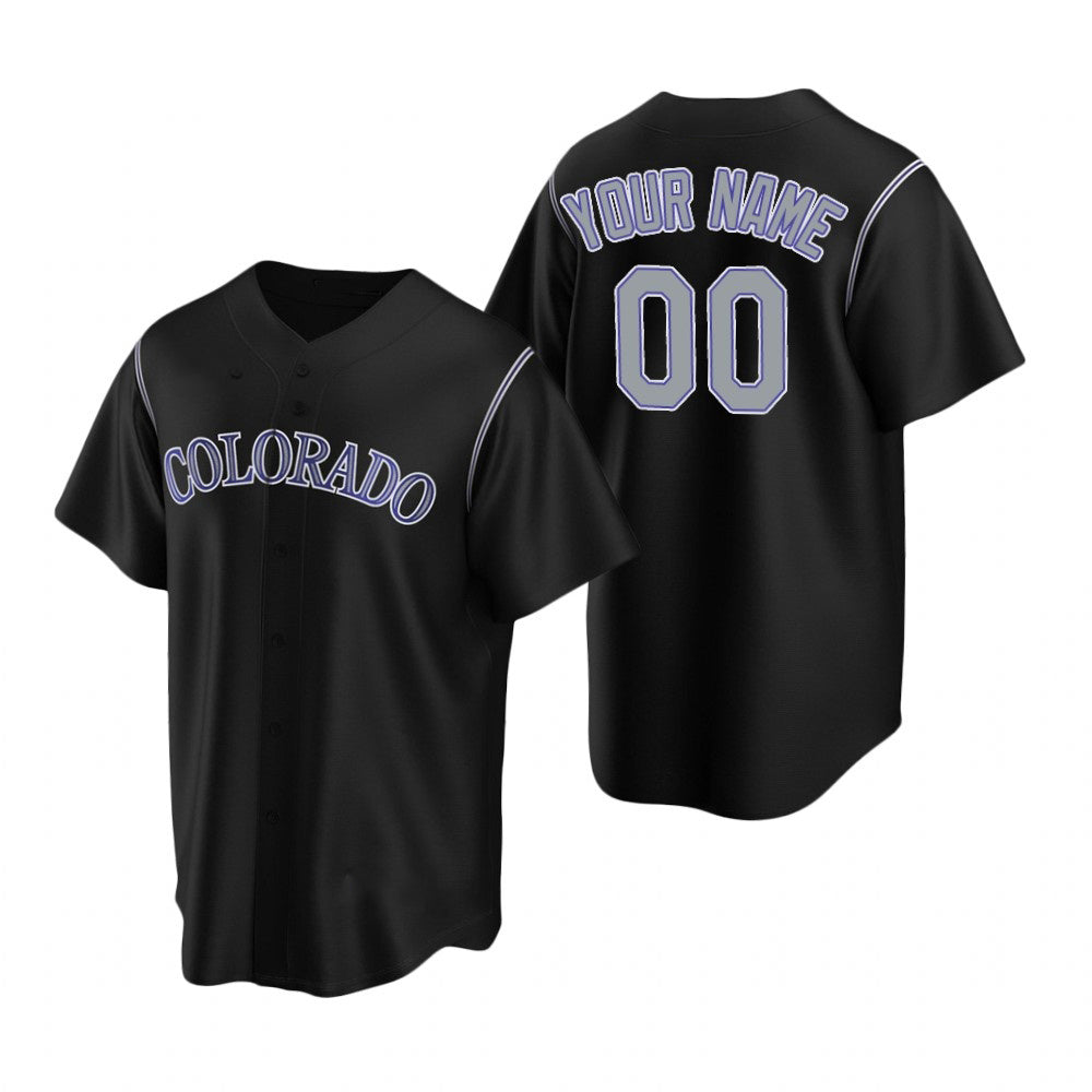 Custom Colorado Rockies Black Jereymy Stitched Cool Base Jersey