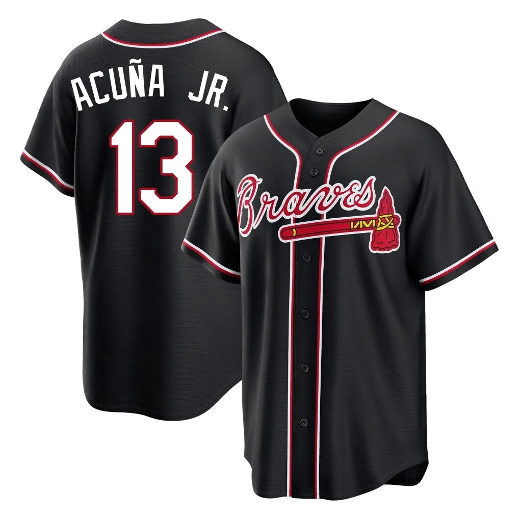 Atlanta Braves #13 Ronald Acuna Jr Player Black Jereymy Fashion Out Game Stitched Jerseys