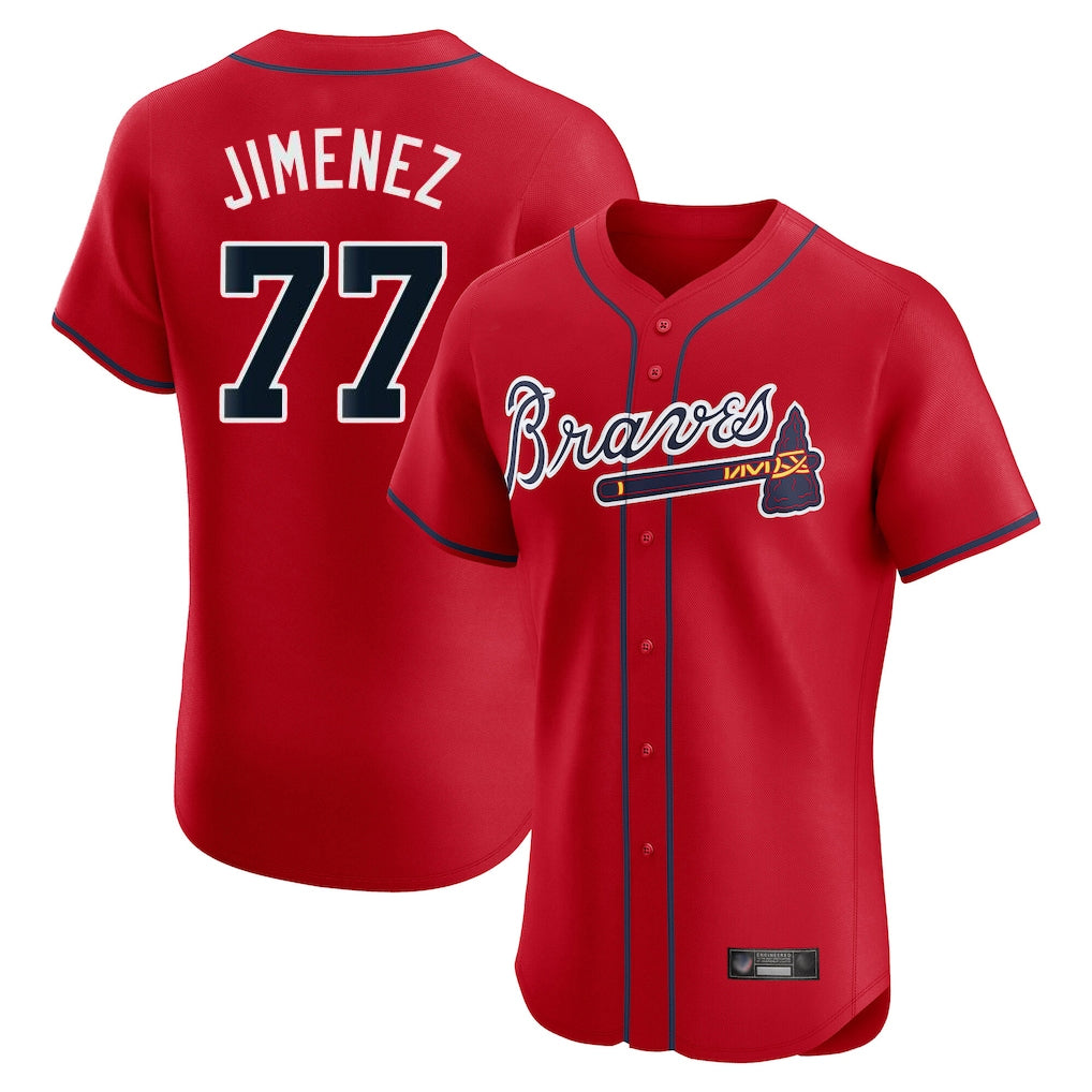 Atlanta Braves #77 Joe Jimenez Player Red Jereymy Limited Elite Home Game Stitched Jerseys