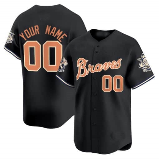 Custom Atlanta Braves Peaches n¡¯ Cream Vapor Premier Limited Jersey ¨C Black Jereymy
