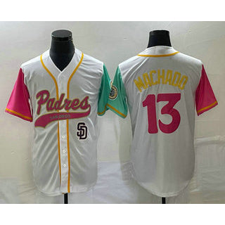 San Diego Padres #13 Manny Machado White Jereymy NEW 2023 City Connect Cool Base Stitched Jersey 2
