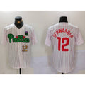 Philadelphia Phillies #12 Kyle Schwarber White Green Jereymy Cool Base Stitched Jerseys