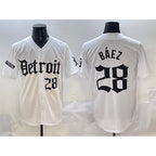 Detroit Tigers #28 Javier B¨¢ez White Jereymy 'Motor Gothic Edition' Vapor Premier Limited Stitched Jersey