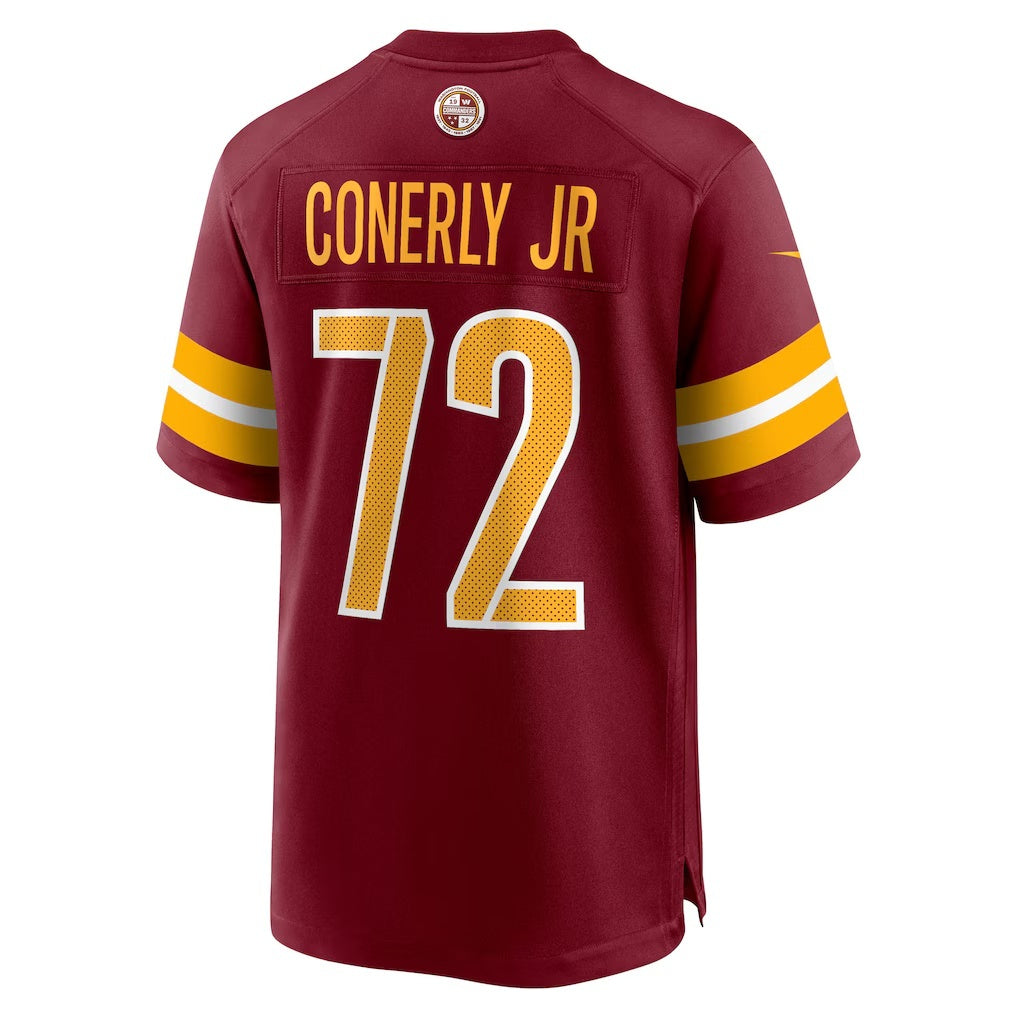 W.Commanders #72 Josh Conerly Jr. Burgundy Jereymy 2025 Draft First Round Pick Game Jersey