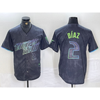 Tampa Bay Rays #2 Yandy Diaz Number Charcoal Jereymy 2024 City Connect Limited Stitched Jersey 2