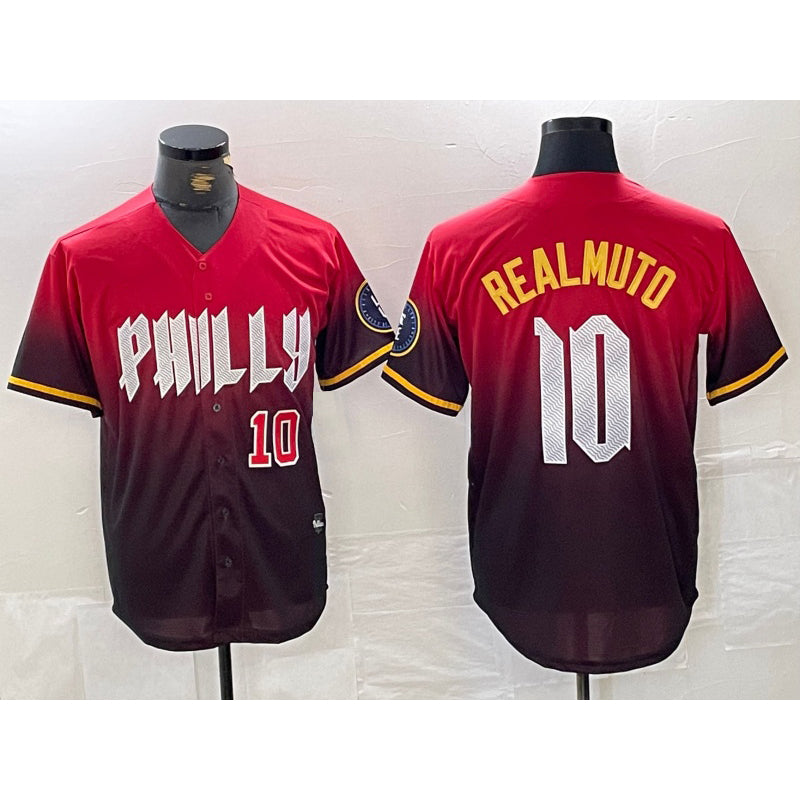 Philadelphia Phillies #10 JT Realmuto Red Jereymy 2024 City Player Number Cool Base Jerseys