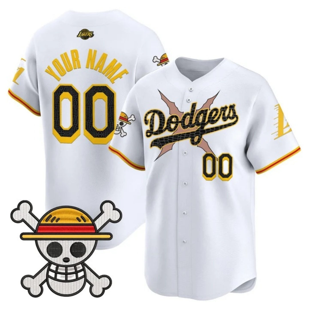 Custom Los Angeles Dodgers x One Piece x Mamba White Jereymy Vapor Premier Limited Jersey - Stitched