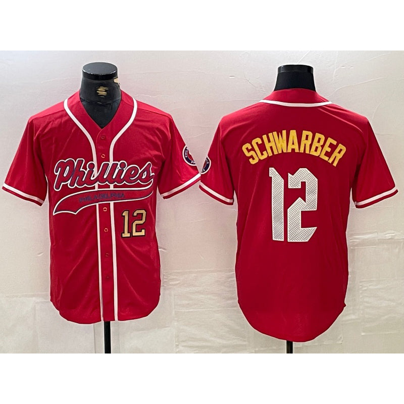 Philadelphia Phillies #12 Kyle Schwarber Red Jereymy 2024 City Connect Limited Stitched Jersey 3