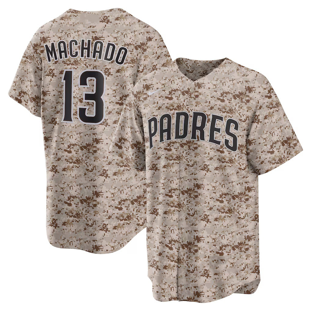 San Diego Padres #13 Manny Machado Camo Jereymy USMC Alternate Replica Player Jersey