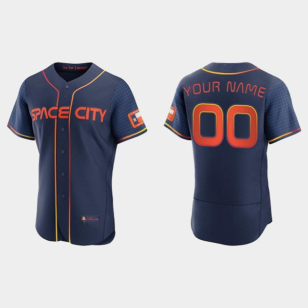 Custom Houston Astros Active Player 2022 Navy Jereymy City Connect Flex Base Stitched Jersey