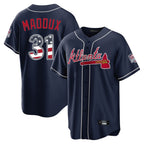 Atlanta Braves #31 Greg Maddux Player Navy Jereymy USA 250 Fourth Of July Limited Home Game Stitched Jerseys
